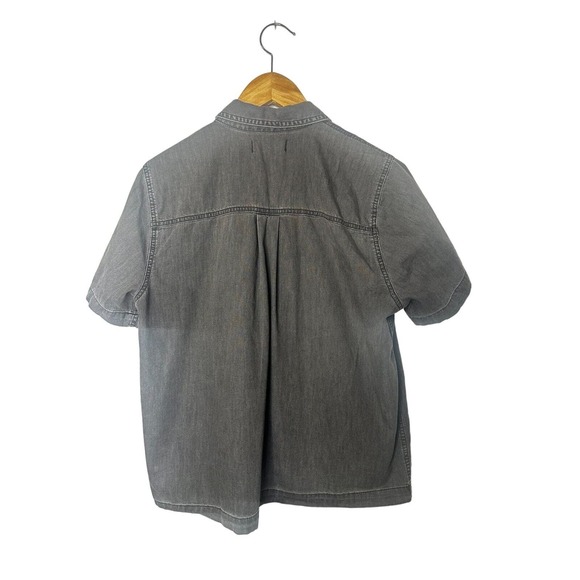 Madewell Denim Short-Sleeve Back-Pleat Shirt in Lunar Wash Size Large Collared - Picture 4 of 10